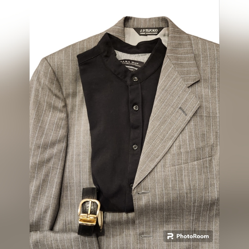 Zara Men's Shirt with Band Collar Slim Fit